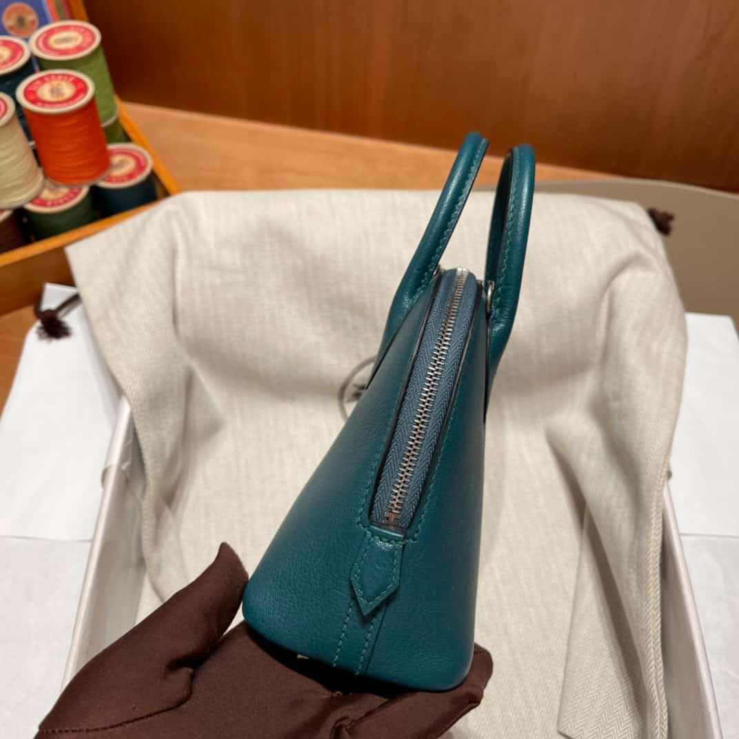 Hermes Mini Bolide Cute Little Shell Bag - Bosphorus Green Vert Bosphore 97898 | Sandra Bags - Image 3