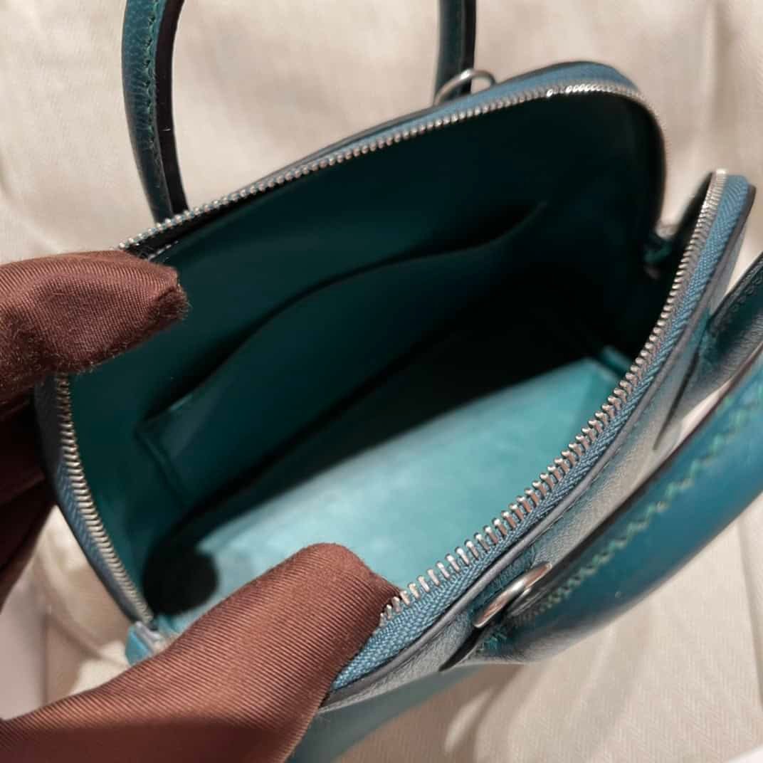 Hermes Mini Bolide Cute Little Shell Bag - Bosphorus Green Vert Bosphore 97898 | Sandra Bags - Image 2