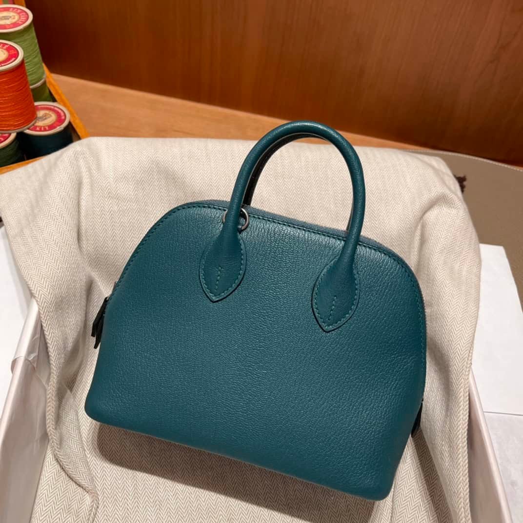 Hermes Mini Bolide Cute Little Shell Bag - Bosphorus Green Vert Bosphore 97898 | Sandra Bags - Image 4