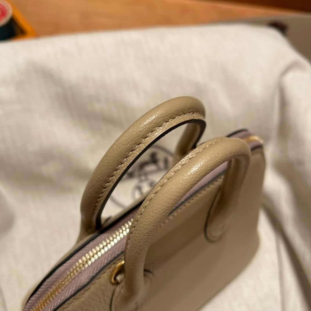 Hermes Mini Bolide Cute Little Shell Bag - Windbreaker Gray Trench 92682 | Sandra Bags - Image 3