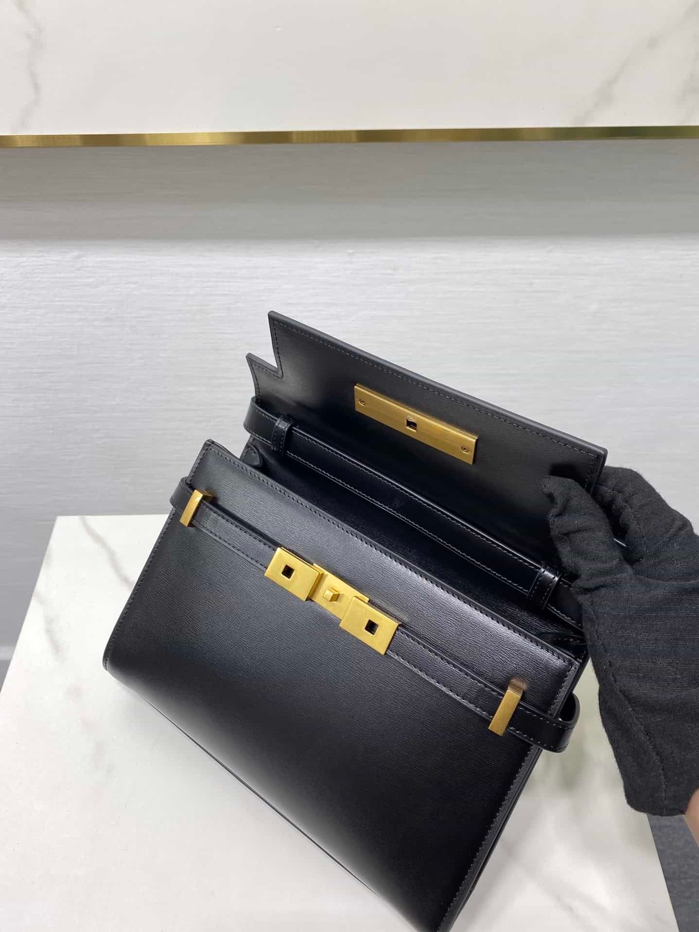 YSL Women Manhattan Baguette Box Small Leather Bag - Black 93143 | Sandra Bags - Image 3