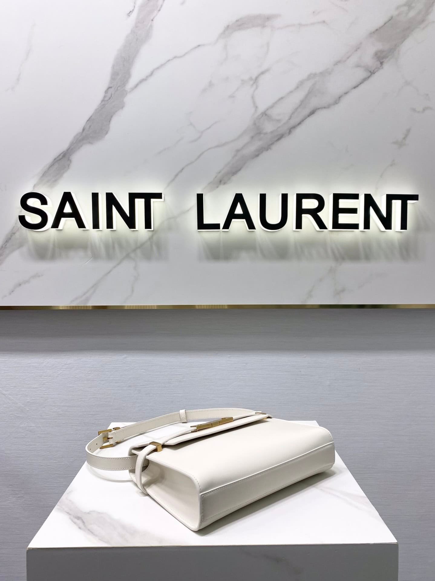 YSL Women Manhattan Baguette Box Small Leather Bag - White 12327 | Sandra Bags - Image 4