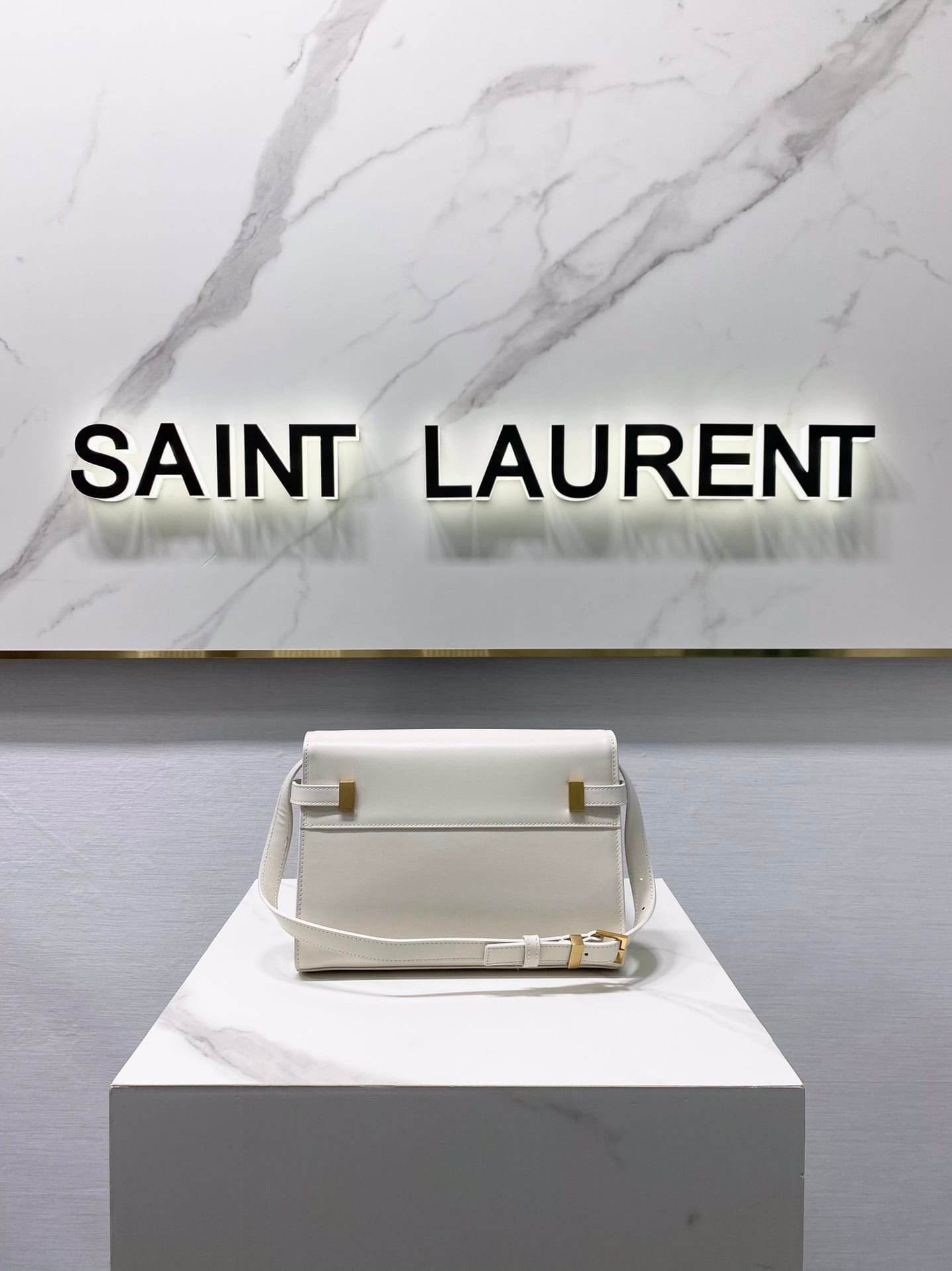 YSL Women Manhattan Baguette Box Small Leather Bag - White 12327 | Sandra Bags - Image 5