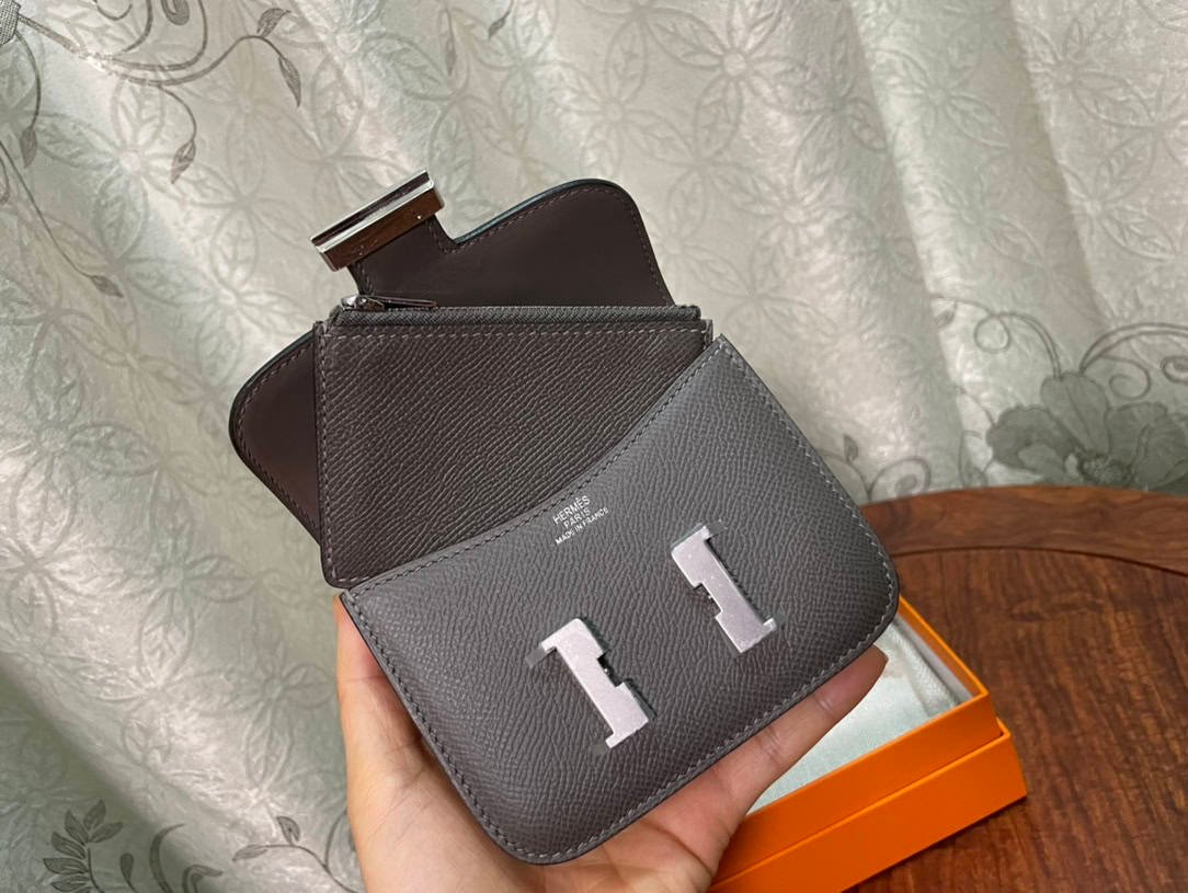 Hermes Kangkang Slim Wallet - Metal Gray 88497 | Sandra Bags - Image 3