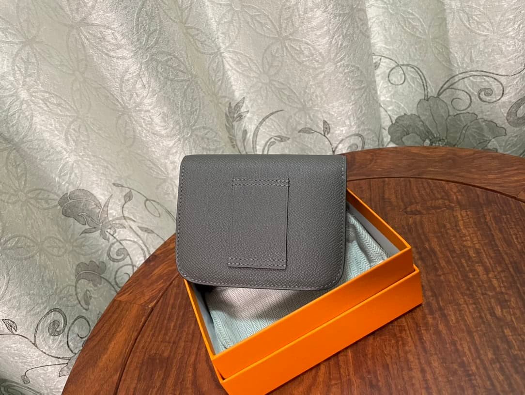 Hermes Kangkang Slim Wallet - Metal Gray 88497 | Sandra Bags - Image 5