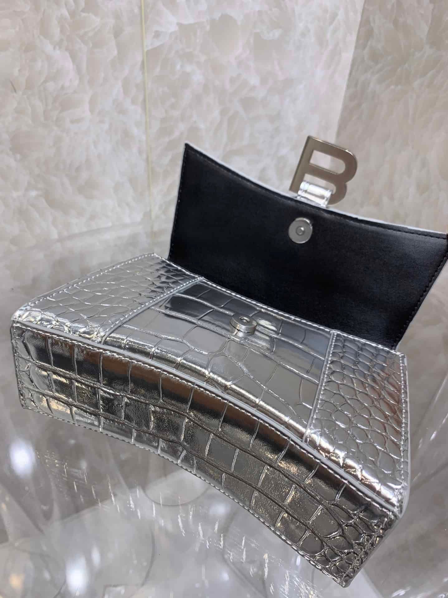 Balenciaga Heavyweight Hourglass Large Bag - Shimmery Silver 65209 | Sandra Bags - Image 4