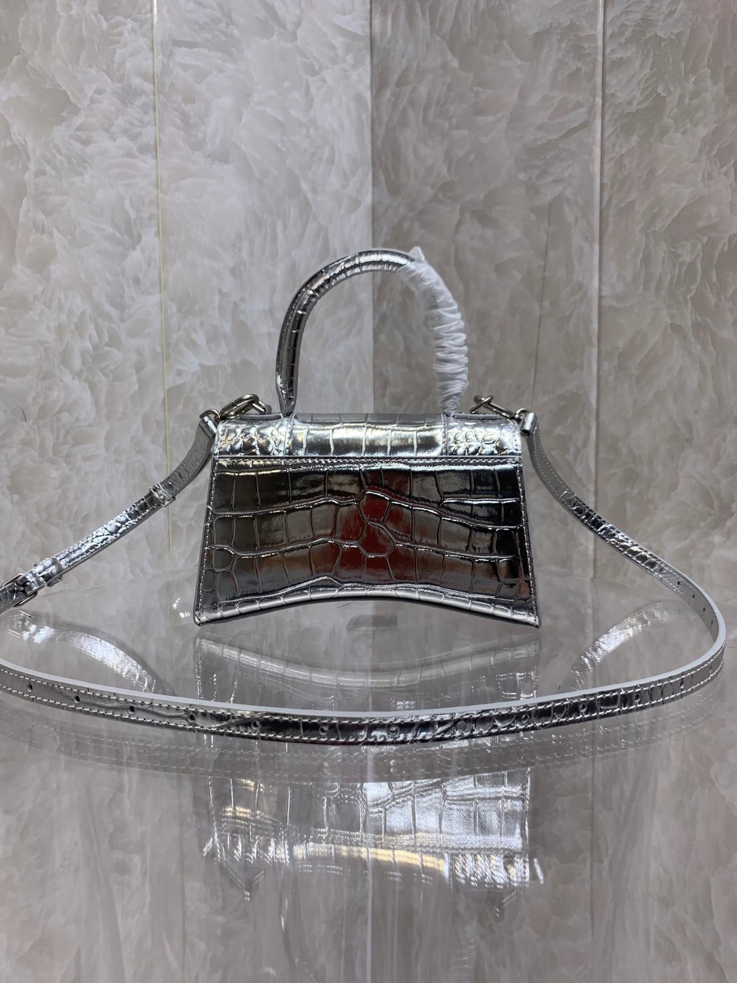 Balenciaga Heavyweight Hourglass Large Bag - Shimmery Silver 65209 | Sandra Bags - Image 3