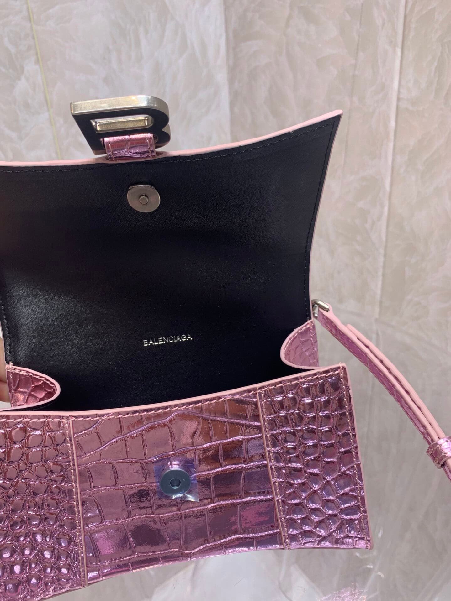 Balenciaga Heavyweight Hourglass Small Bag - Shimmery Pink 45960 | Sandra Bags - Image 3