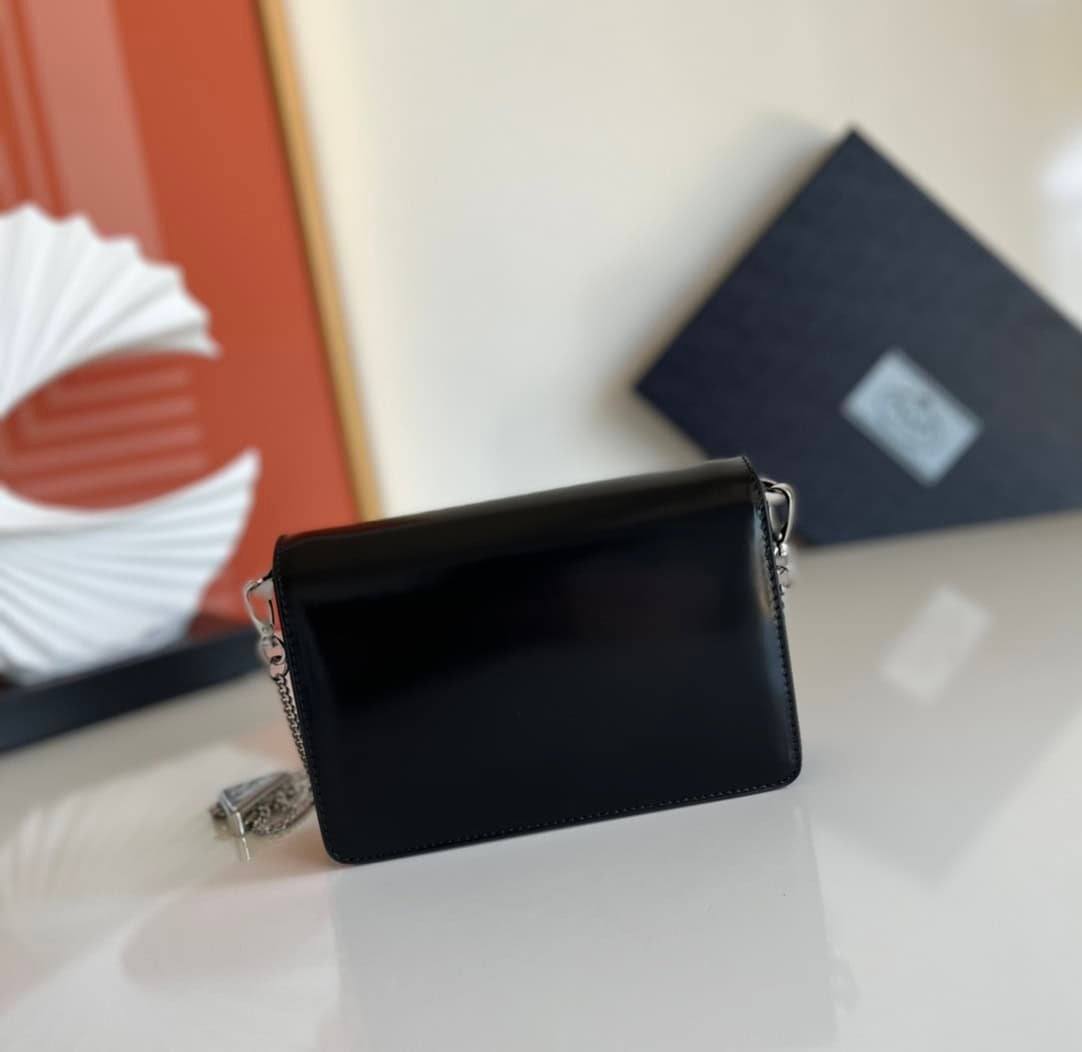 Prada Large Triangular Flip Cover Handbag - Black 78658 | Sandra Bags - Image 4