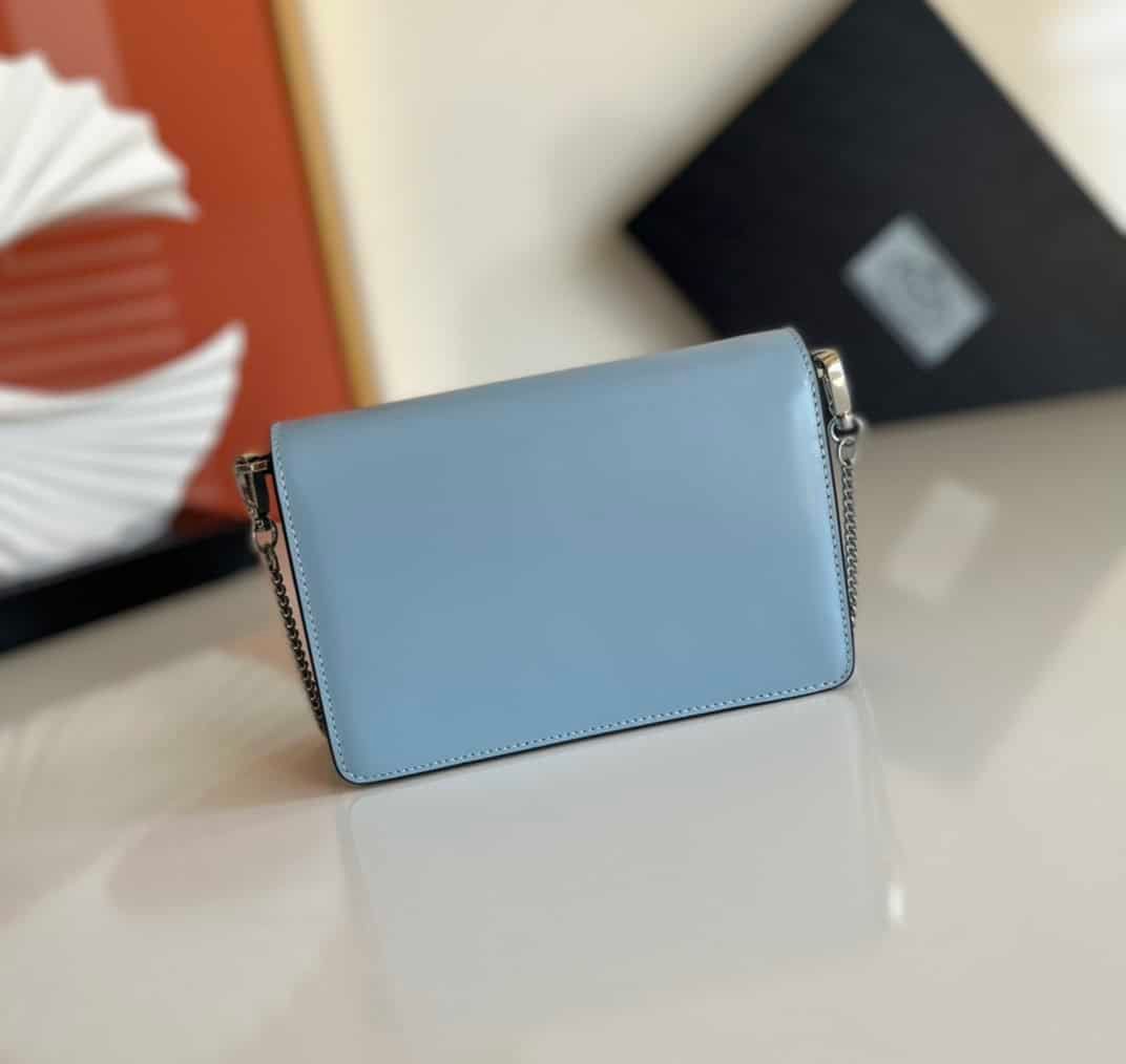 Prada Large Triangular Flip Cover Handbag - Blue 38264 | Sandra Bags - Image 5