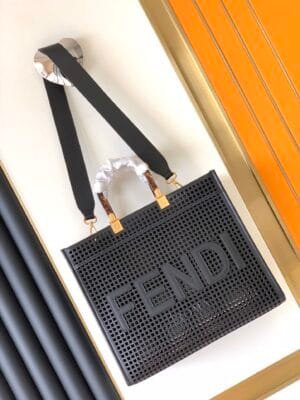 Fendi Sunshine Shopper Hollow Handbag - Black 30057 | Sandra Bags