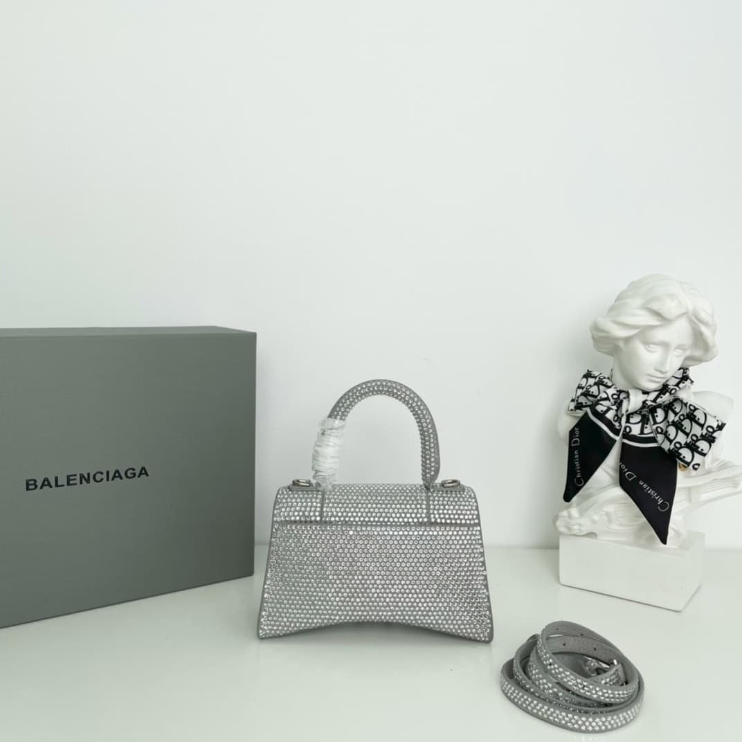 Balenciaga Super Mini Hourglass Bag - Shimmery Silver 24238 | Sandra Bags - Image 5