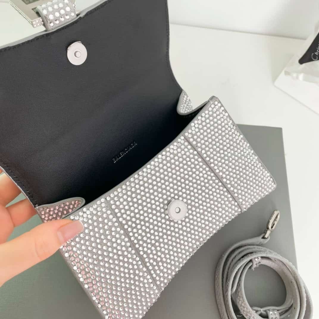 Balenciaga Super Mini Hourglass Bag - Shimmery Silver 24238 | Sandra Bags - Image 2