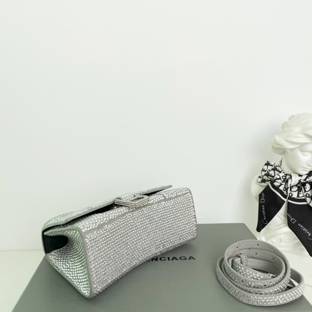 Balenciaga Super Mini Hourglass Bag - Shimmery Silver 24238 | Sandra Bags - Image 3