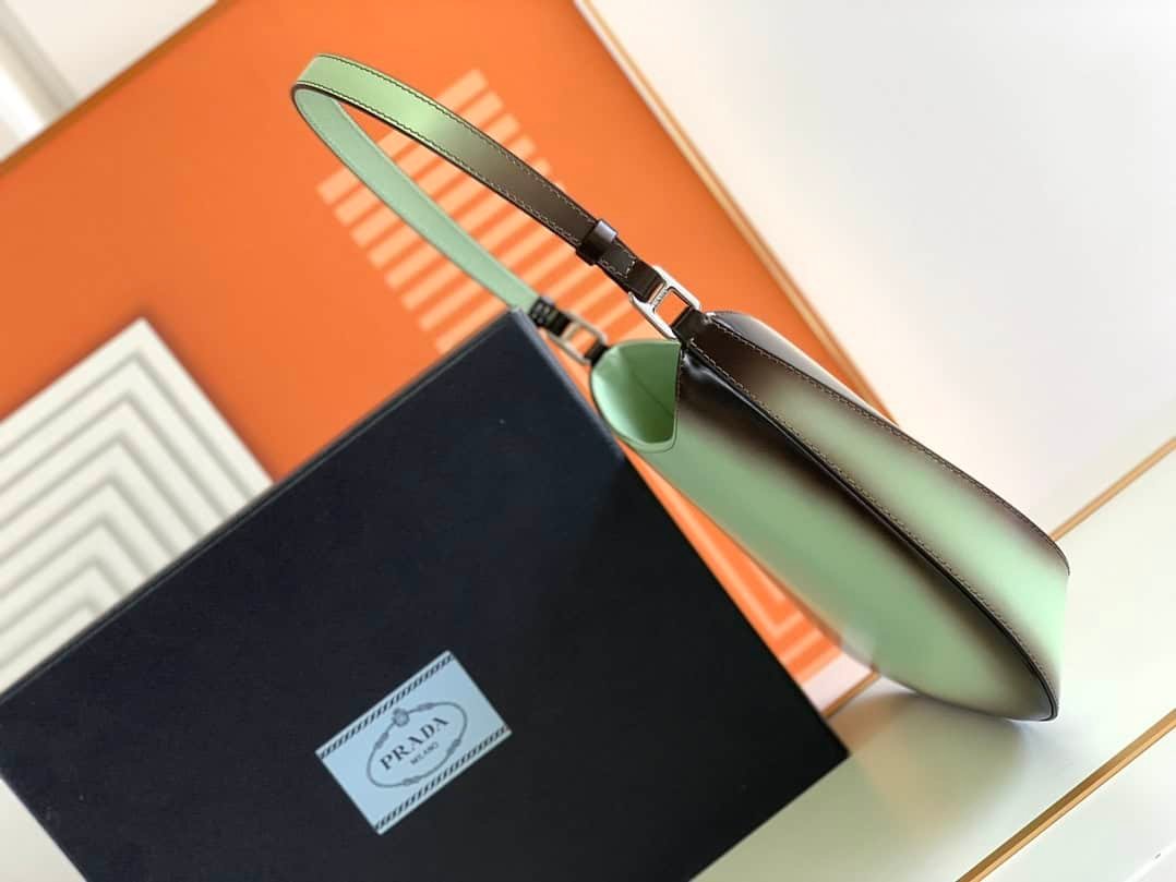 Prada Two-Color Women's Armpit Bag - Green 44126 | Sandra Bags - Image 5