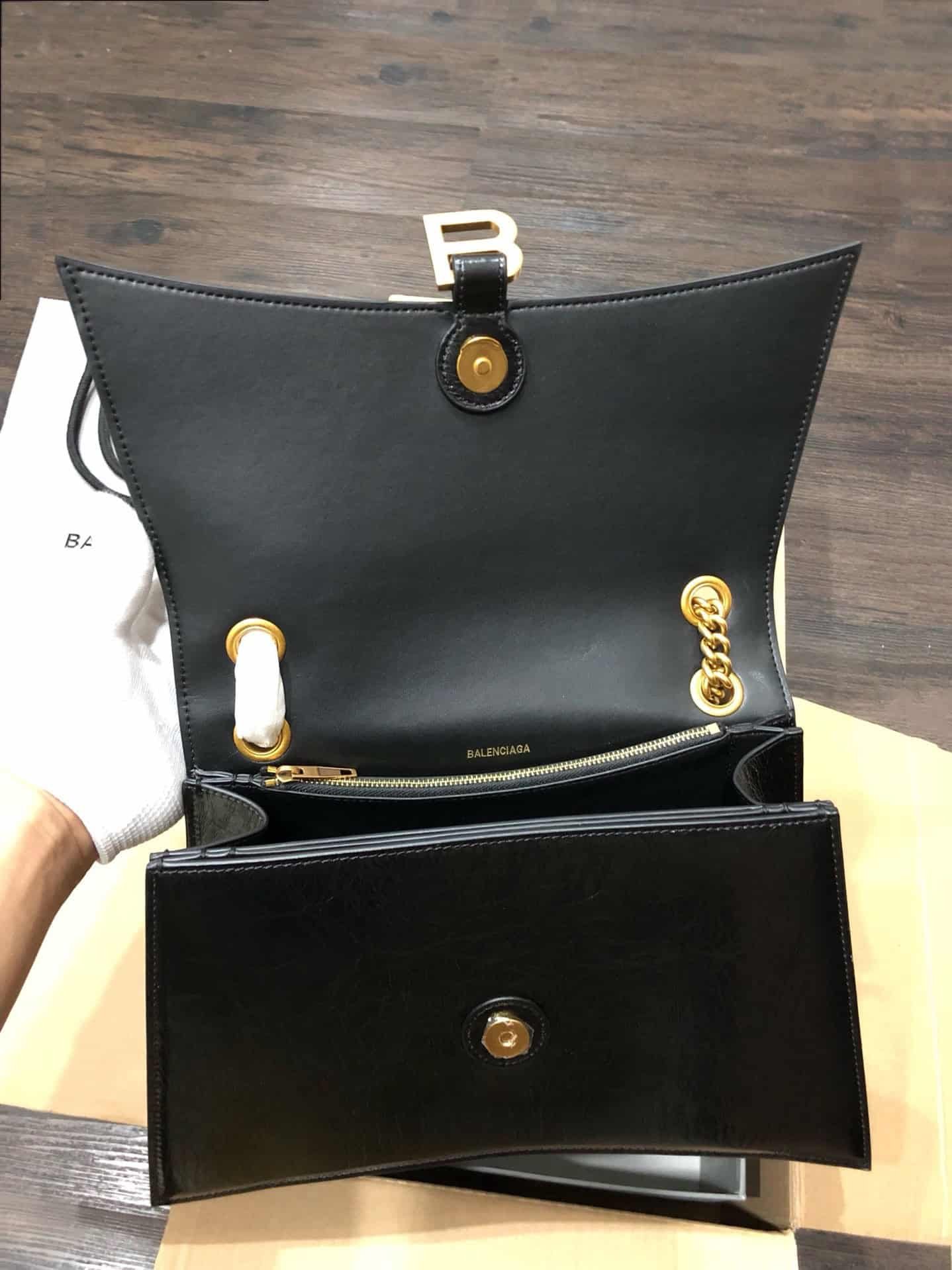Balenciaga Crush Hourglass Medium Chain Bag - Black/Gold 67387 | Sandra Bags - Image 3