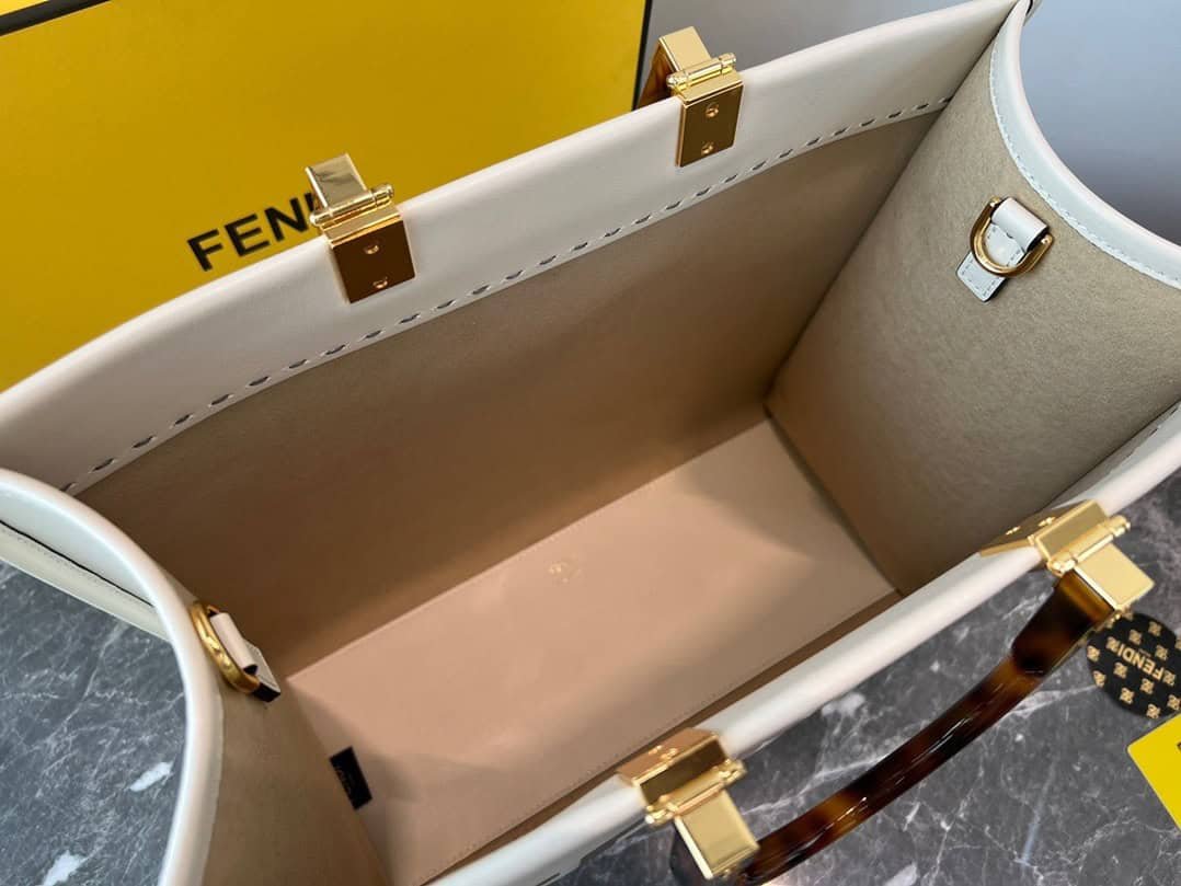 Fendi Sunshine Small Tote Bag - White 73745 | Sandra Bags - Image 3