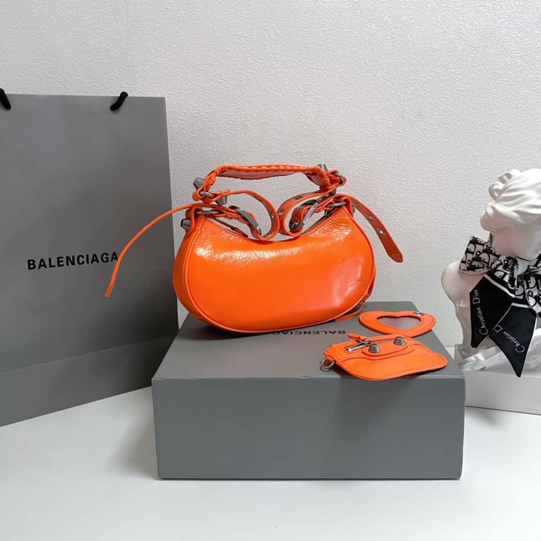 Balenciaga Le Cagole Half-Moon Small Armpit Dumpling Bag - Orange 93731 | Sandra Bags - Image 3