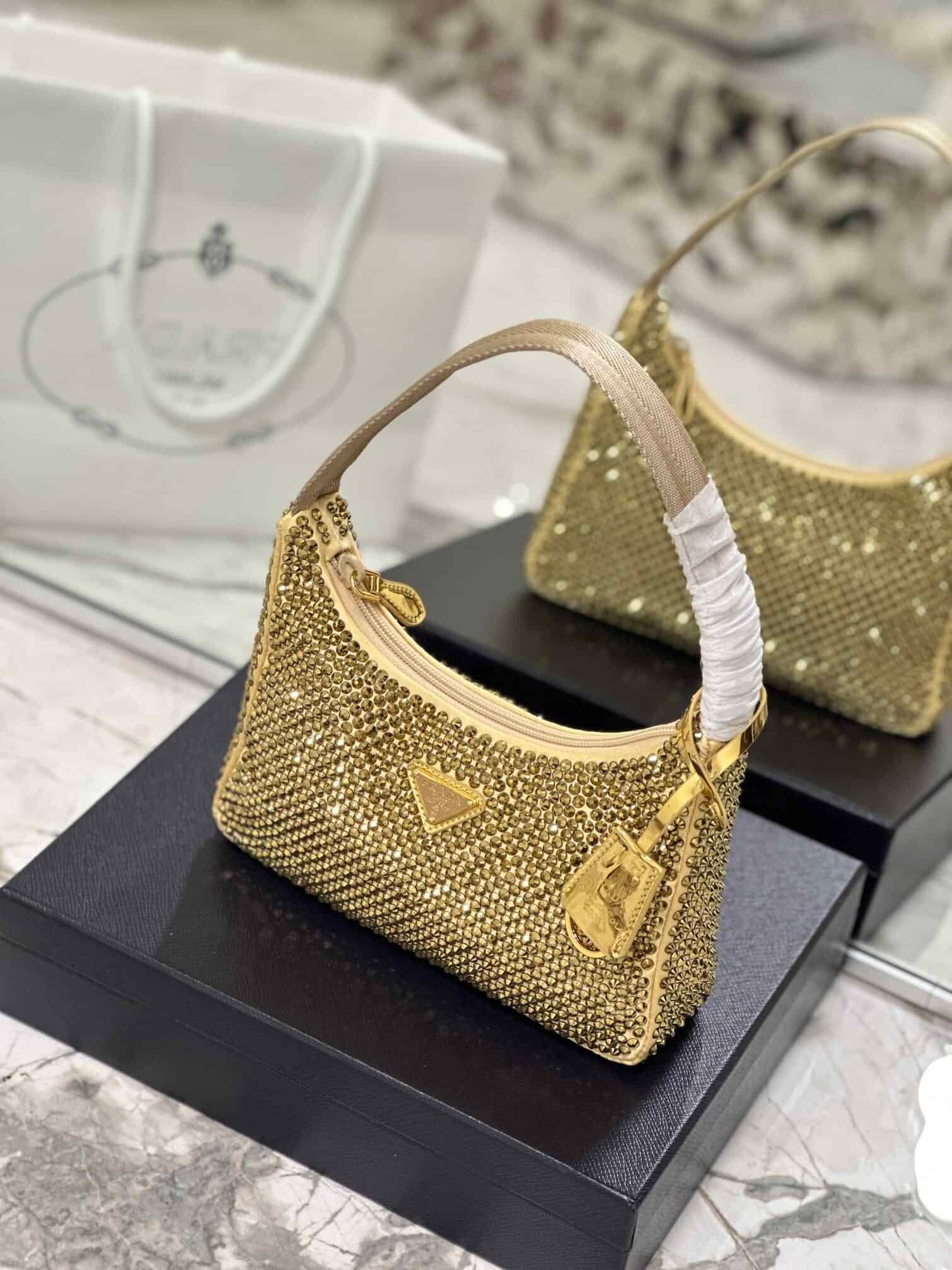 Prada Hobo Diamond Armpit Bag - Gold 17134 | Sandra Bags - Image 4