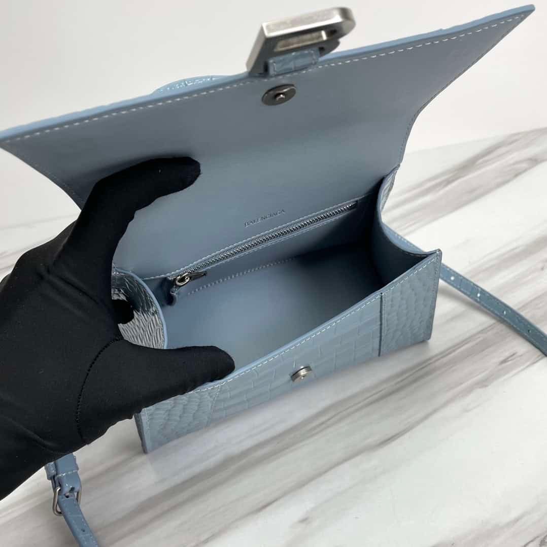 Balenciaga Hourglass Crocodile Sand bag (Silver Buckle) - Blue 77103 | Sandra Bags - Image 2