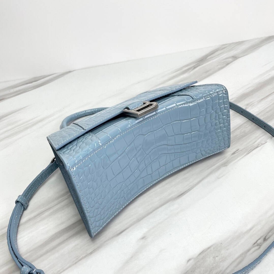 Balenciaga Hourglass Crocodile Sand bag (Silver Buckle) - Blue 77103 | Sandra Bags - Image 5