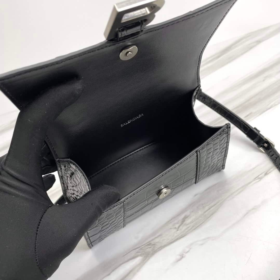 Balenciaga Hourglass Small Bag (Silver Buckle) - Black 16179 | Sandra Bags - Image 2