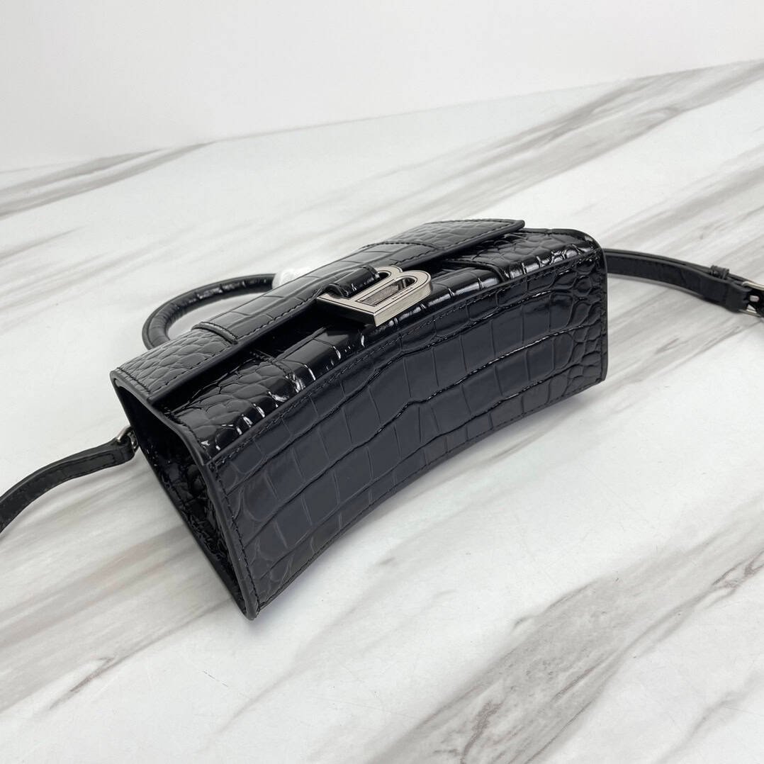 Balenciaga Hourglass Small Bag (Silver Buckle) - Black 16179 | Sandra Bags - Image 5