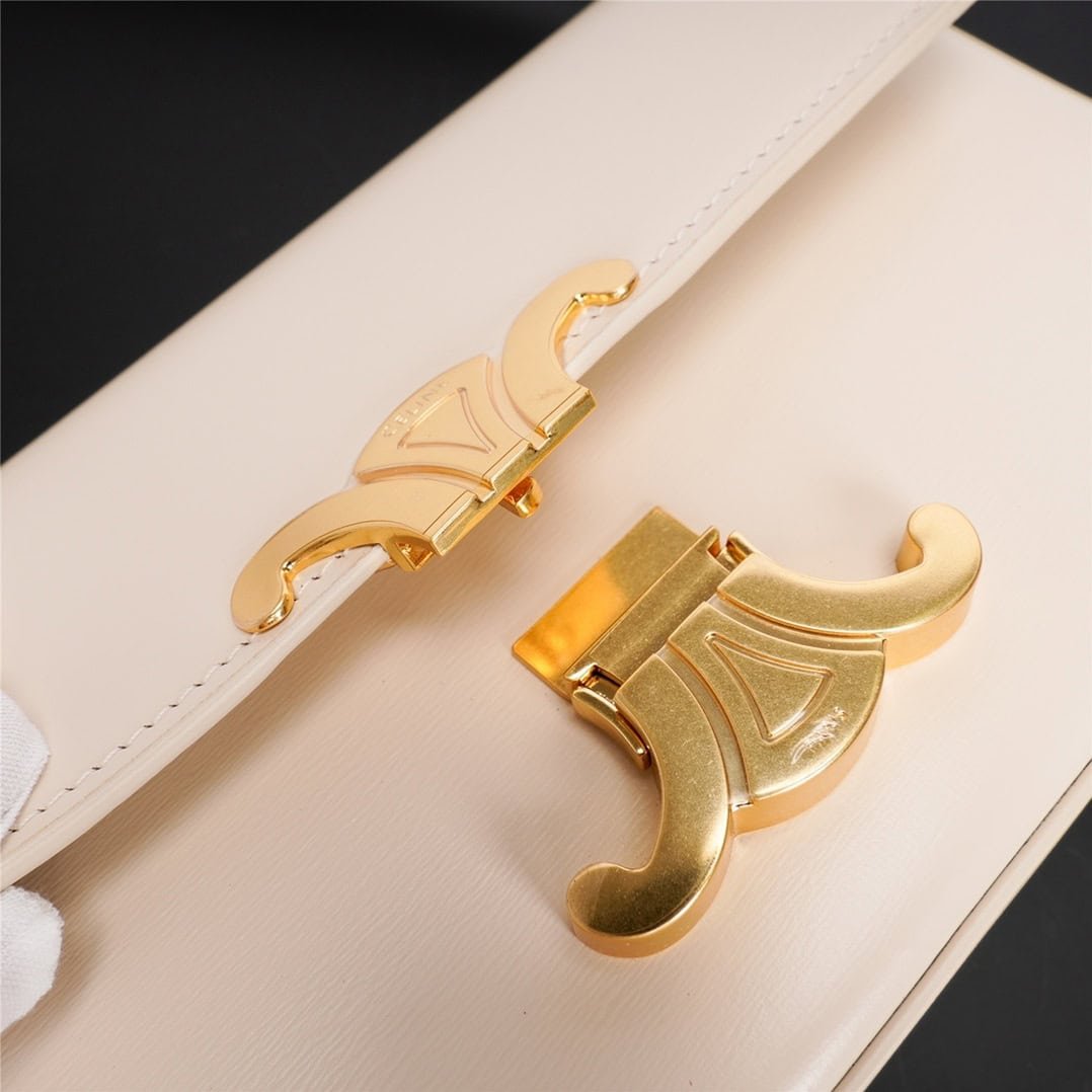 Celine Triomphe Shiny Cow Leather Armpit Bag - off White 77976 | Sandra Bags - Image 4