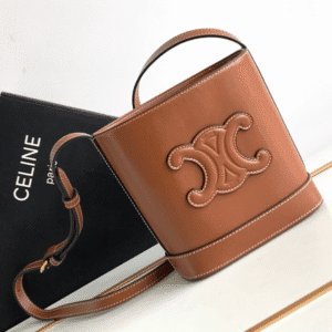 Celine Cuir Triomphe Mini Smooth Cow Leather Bucket Bag - Brown 52131 | Sandra Bags