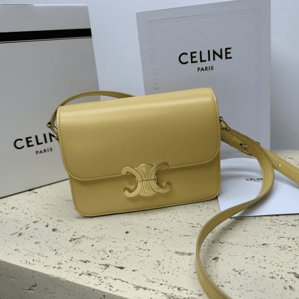 Celine Teen Triomphe Calfskin Handbag - Golden 25543 | Sandra Bags