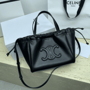 Celine Cabas Triomphe Small Drawstring Bag - Black 25417 | Sandra Bags