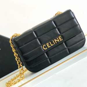 Celine Matelassé Monochrome Quilted Shoulder Bag - Black 82084 | Sandra Bags