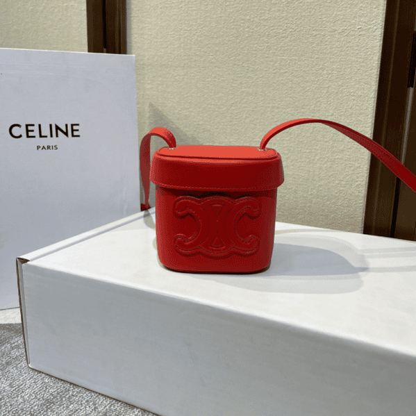 Celine Boxtriomphe Three-dimensional Small Bucket Bag - Red 91179 | Sandra Bags