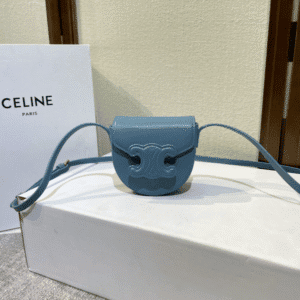 Celine Cuir Besace Mini Saddle Bag - Blue 24666 | Sandra Bags