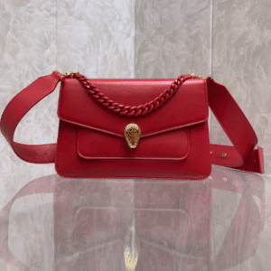 Bulgari Maxi Chain Small Lambskin Crossbody Bag - Red 96263 | Sandra Bags