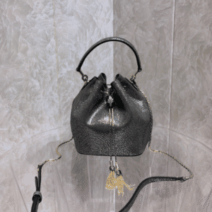 Bulgari Snake Skin Bucket Handbag  - Metal Gray 72933 | Sandra Bags