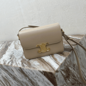 Celine Teen Triomphe Canvas And Calfskin Handbag - Elephant Gray 44493 | Sandra Bags