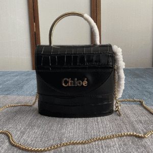 Chloe Small Aby Lock Crocodile Handbag - Black 30317 | Sandra Bags