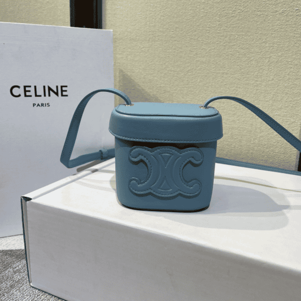 Celine Boxtriomphe Three-dimensional Small Bucket Bag - Blue 21627 | Sandra Bags