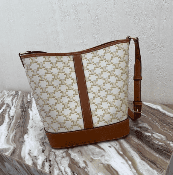 Celine Triomphe Canvas Medium Bucket Bag - Brown 25177 | Sandra Bags - Image 4