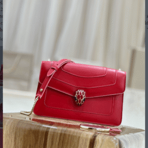 Bulgari Serpenti Forever Shoulder Bag - Bright Red With Burgundy 71295 | Sandra Bags
