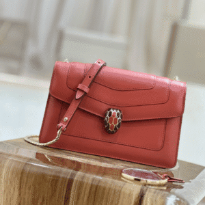 Bulgari Serpenti Forever Shoulder Bag - Orange With Wine Red 82876 | Sandra Bags