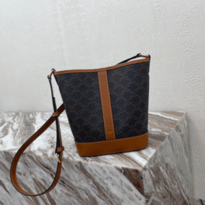 Celine Triomphe Canvas Small Bucket Bag - Black 51510 | Sandra Bags