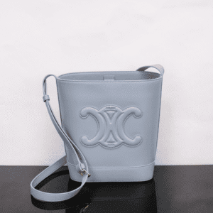 Celine Cuir Triomphe Small Smooth Cow Leather Bucket Bag - Blue 41036 | Sandra Bags