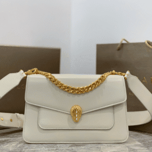 Bulgari Maxi Chain Small Lambskin Crossbody Bag - White 26281 | Sandra Bags