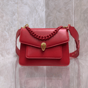 Bulgari Maxi Chain Lambskin Crossbody Bag - Red 75570 | Sandra Bags
