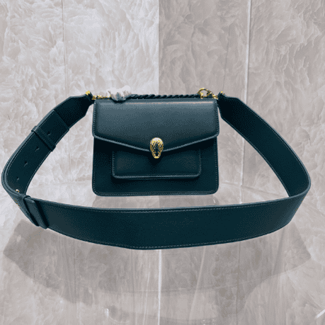 Bulgari Maxi Chain Small Lambskin Crossbody Bag - Dark Green 28011 | Sandra Bags
