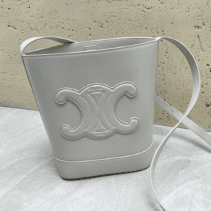 Celine Cuir Triomphe Small Smooth Cow Leather Bucket Bag - Gray 29541 | Sandra Bags