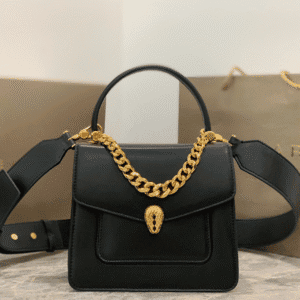 Bulgari Maxi Chain Magenta Spinel Purple Lambskin Small Handbag - Black 61399 | Sandra Bags