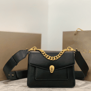 Bulgari Maxi Chain Small Lambskin Crossbody Bag - Black 41914 | Sandra Bags